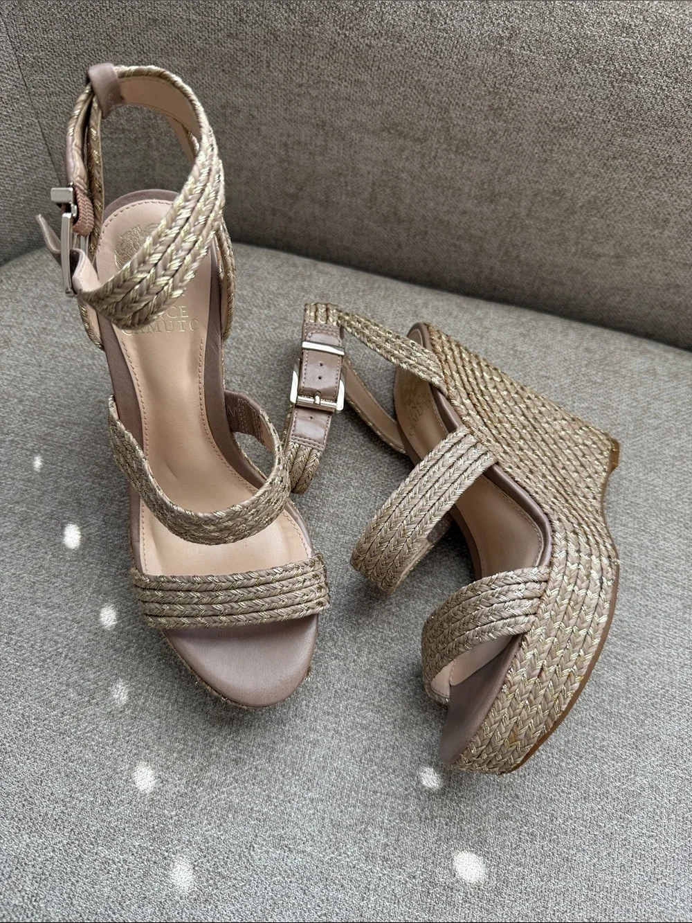 Vince Camuto Braided Espadrille Wedge Sandals in Taupe